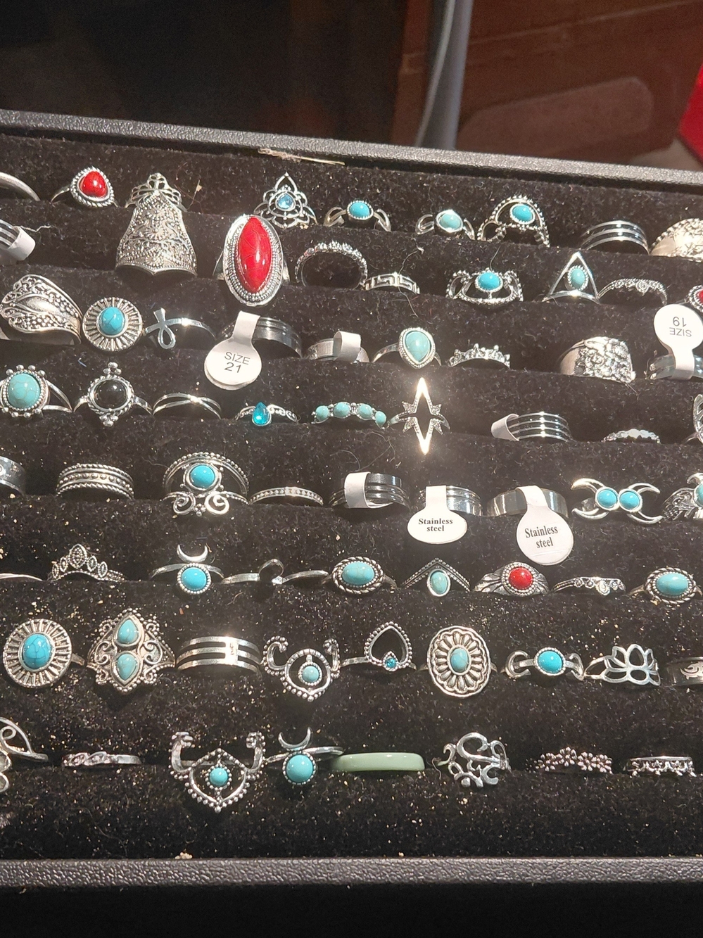 Turquoise Stone Silver-Tone Stacking Ring - Unbranded
